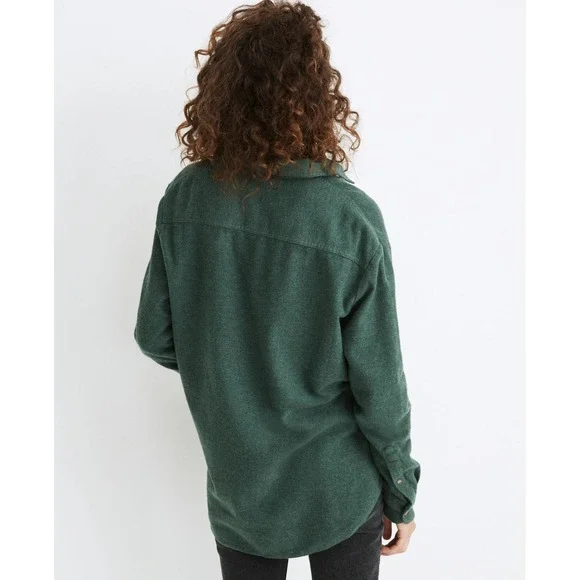 Madewell Flannel Flap-Pocket Oversized Ex-Boyfriend Shirt size XS  Smokey Spruce - Picture 3 of 11